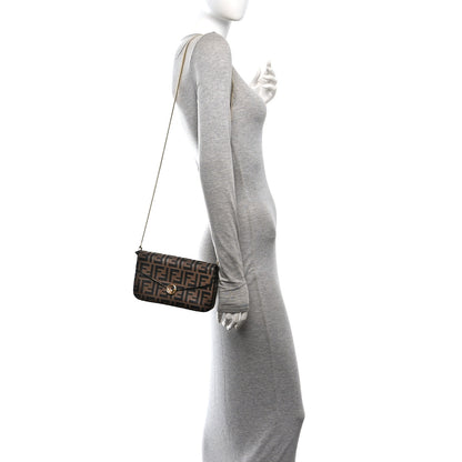 Fendi Vitello Soft F is Fendi Bi-Color FF 1974 Embossed Envelope Wallet On Chain with Pouches Maya Black 2 of 12