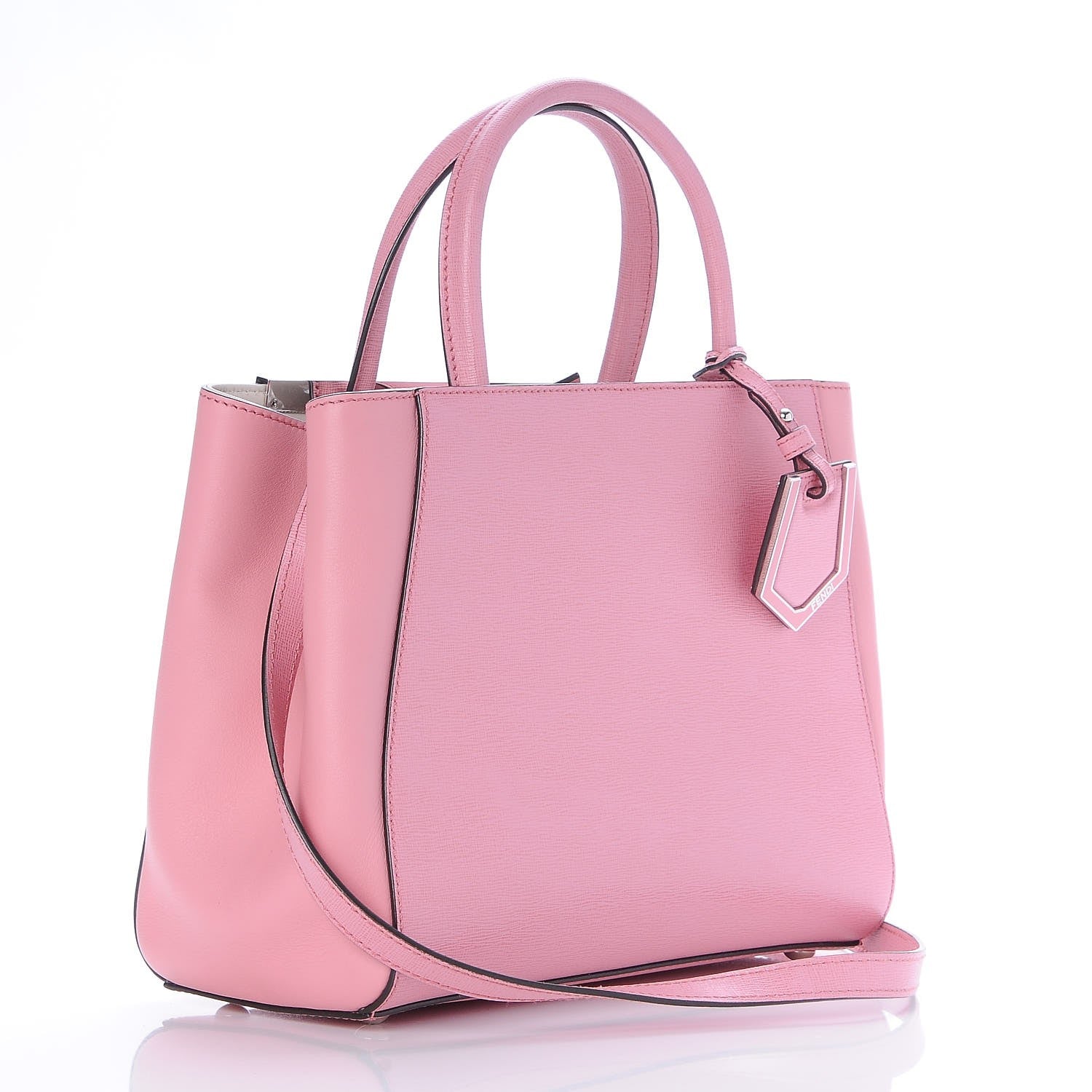 Fendi Vitello Elite Flamingo Mink Monster Charm Petite 2Jours Tote Pink Multicolor 4 of 8