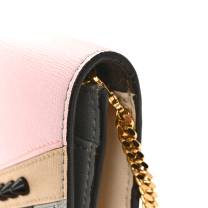 Fendi Vitello Elite Monster Eyes Studded Tube Wallet on Chain Grey Powder Cuoio Bubblegum 11 of 13