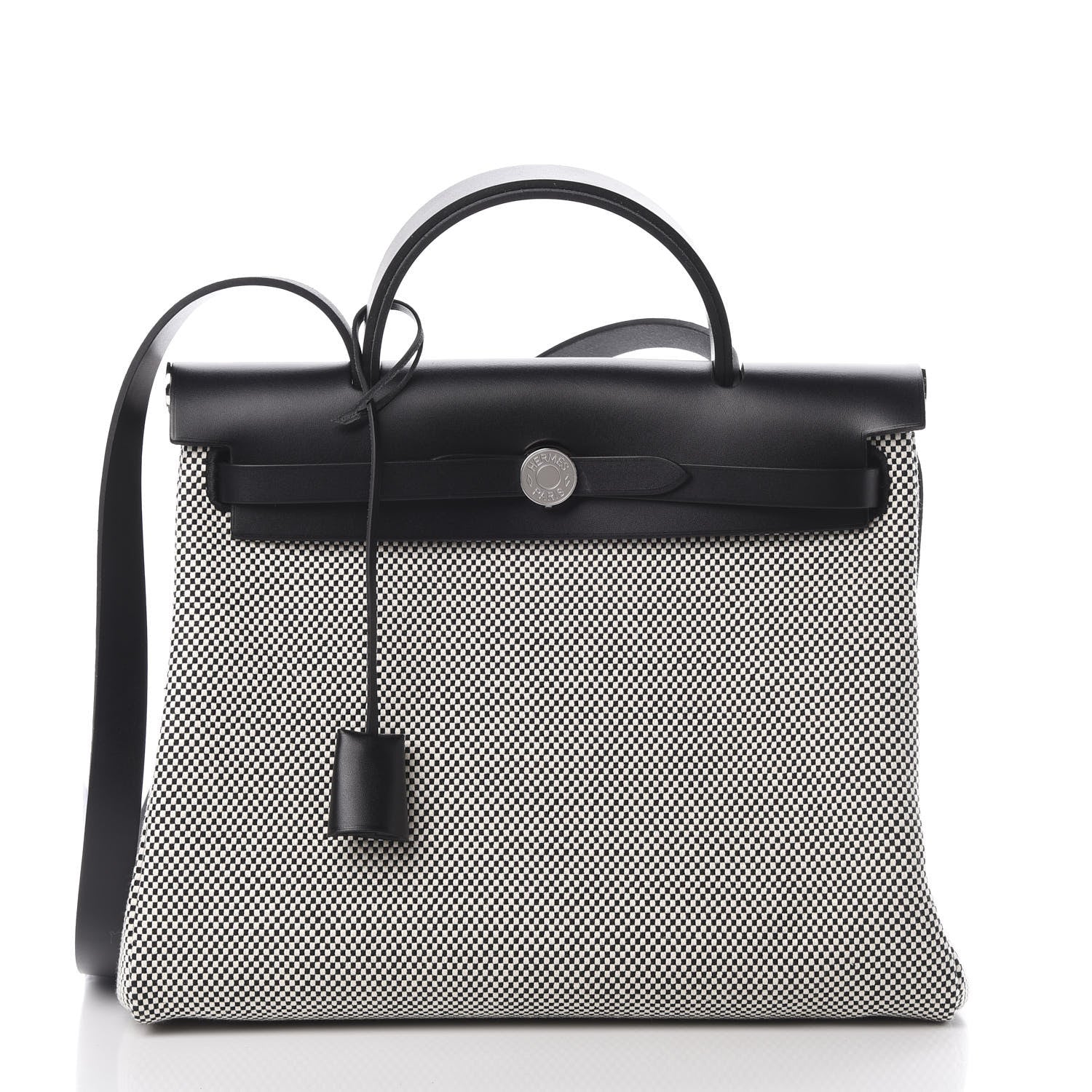 Hermes Vache Hunter Criss Viking Herbag Zip Retourne 31 PM Ecru Black 3 of 13