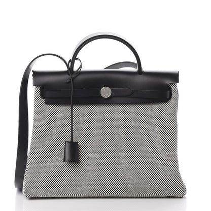 Hermes Vache Hunter Criss Viking Herbag Zip Retourne 31 PM Ecru Black 3 of 13