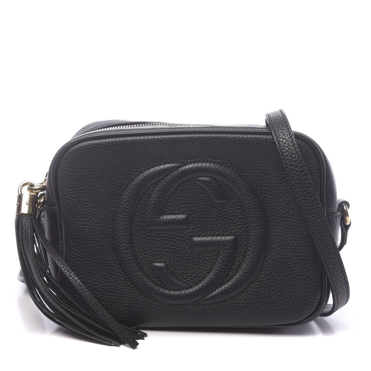 Pebbled Calfskin Small Soho Disco Bag Black