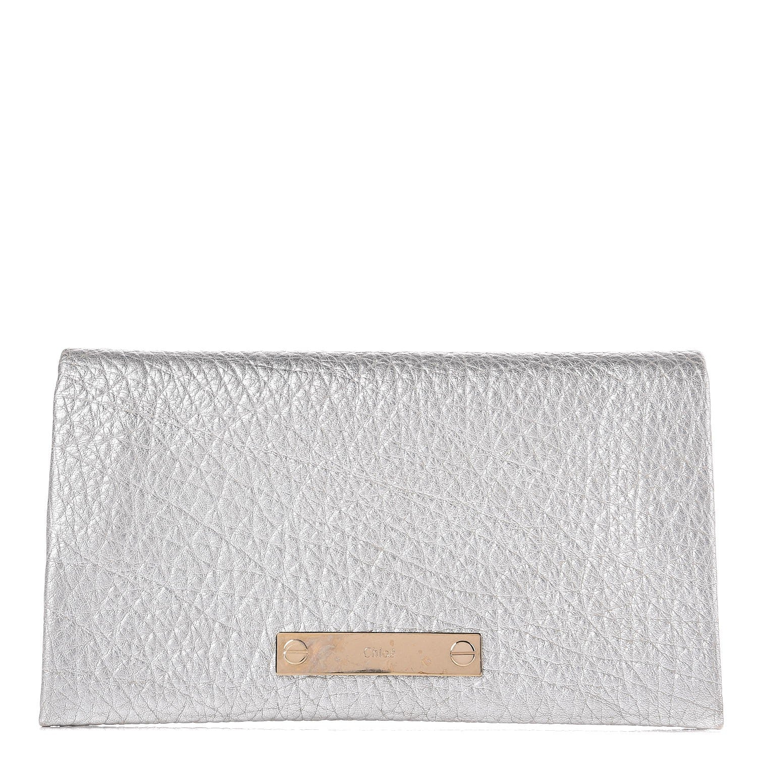 Chloe Metallic Grained Calfskin Clutch Wallet Silver 1 of 6