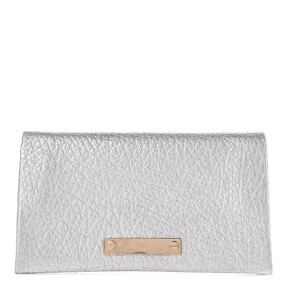 Chloe Metallic Grained Calfskin Clutch Wallet Silver 1 of 6