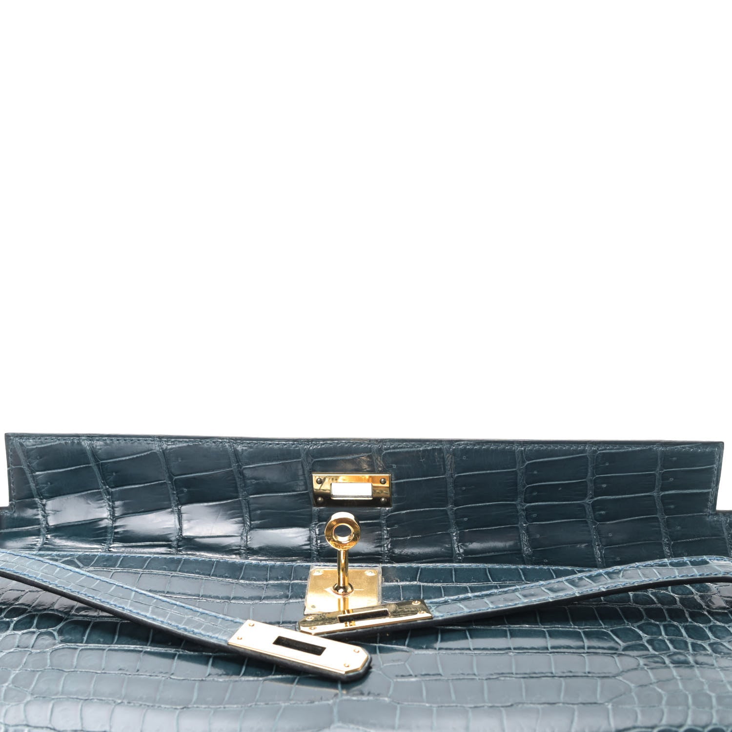 Hermes Shiny Porosus Crocodile Kelly Cut Pochette Colvert 12 of 23