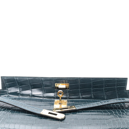 Hermes Shiny Porosus Crocodile Kelly Cut Pochette Colvert 12 of 23