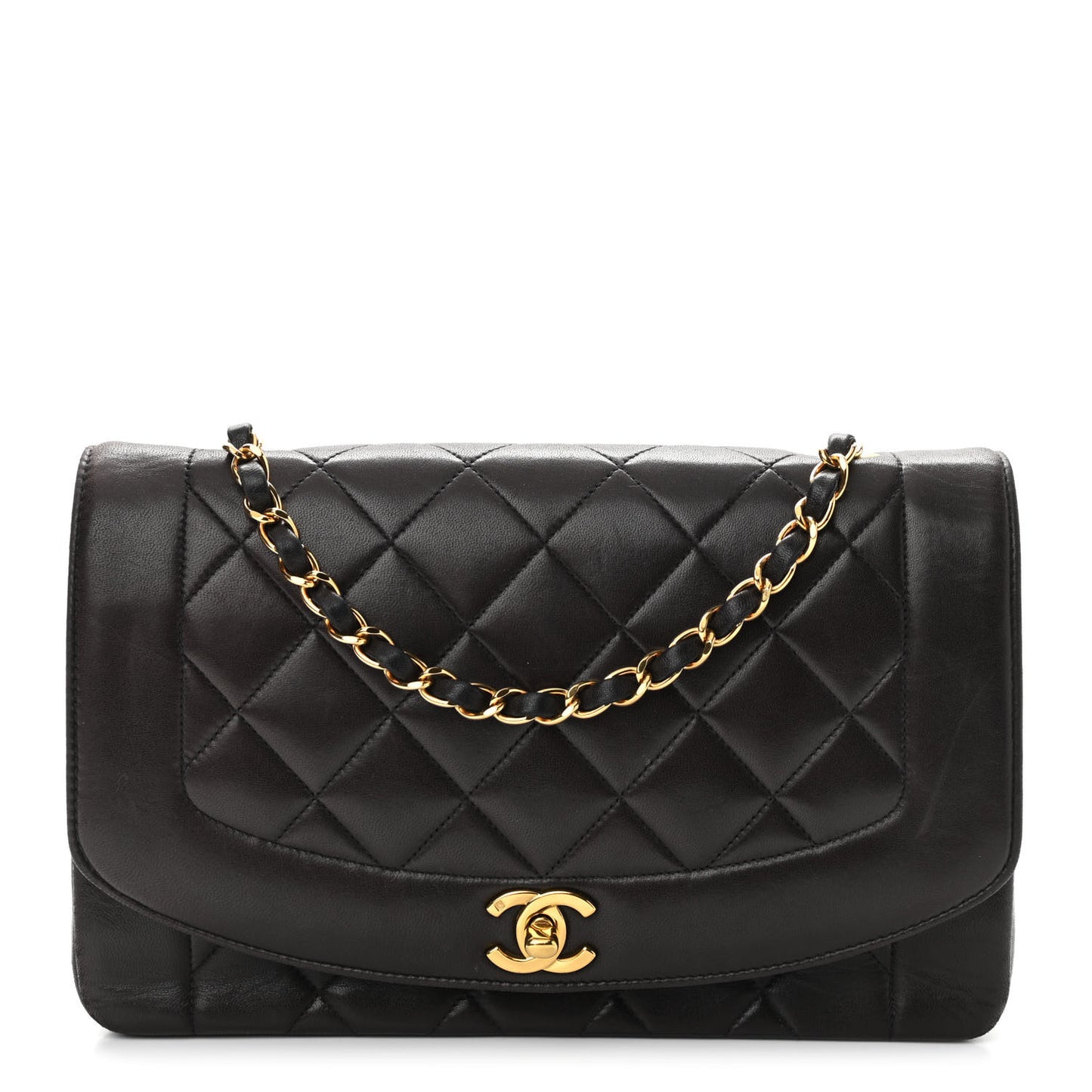 Lambskin Quilted Medium Single Flap Brown