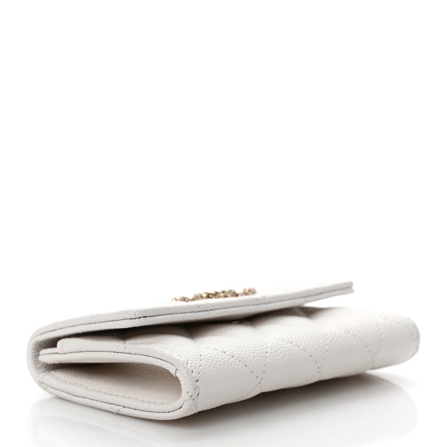 Chanel Caviar Metal Perforated Quilted CC Flap Card Holder White 4 of 9