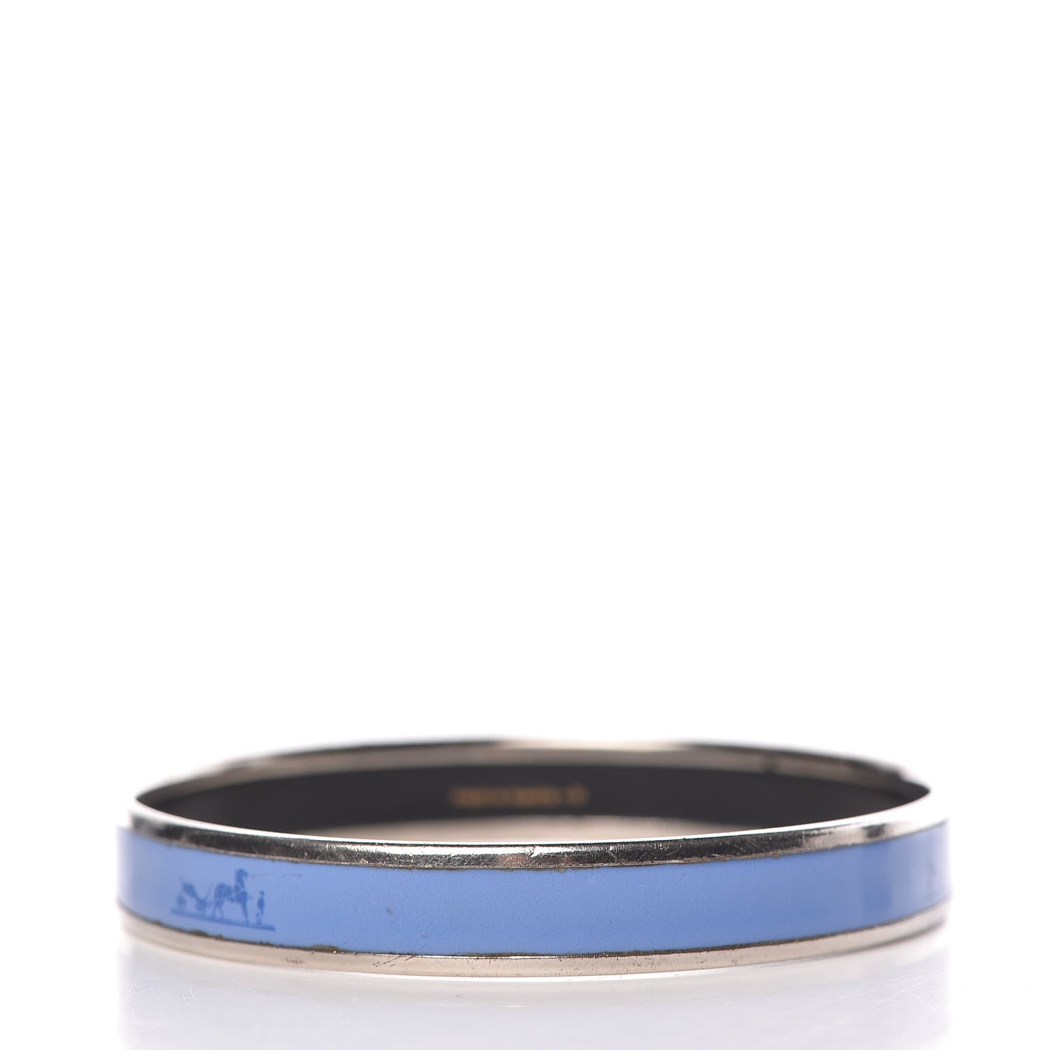 Hermes Enamel Printed Narrow Caleche Bracelet 65 Bleu 3 of 6
