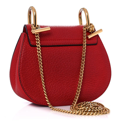 Chloe Grained Lambskin Mini Drew Shoulder Bag Plaid Red 2 of 9