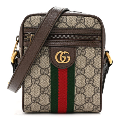 Gucci GG Supreme Monogram Web Mini Ophidia Messenger Brown 1 of 10