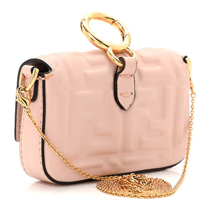 Fendi Nappa Matisse FF Embossed Nano Maxi Buckle Baguette Charm Rosa Quarzo 3 of 8