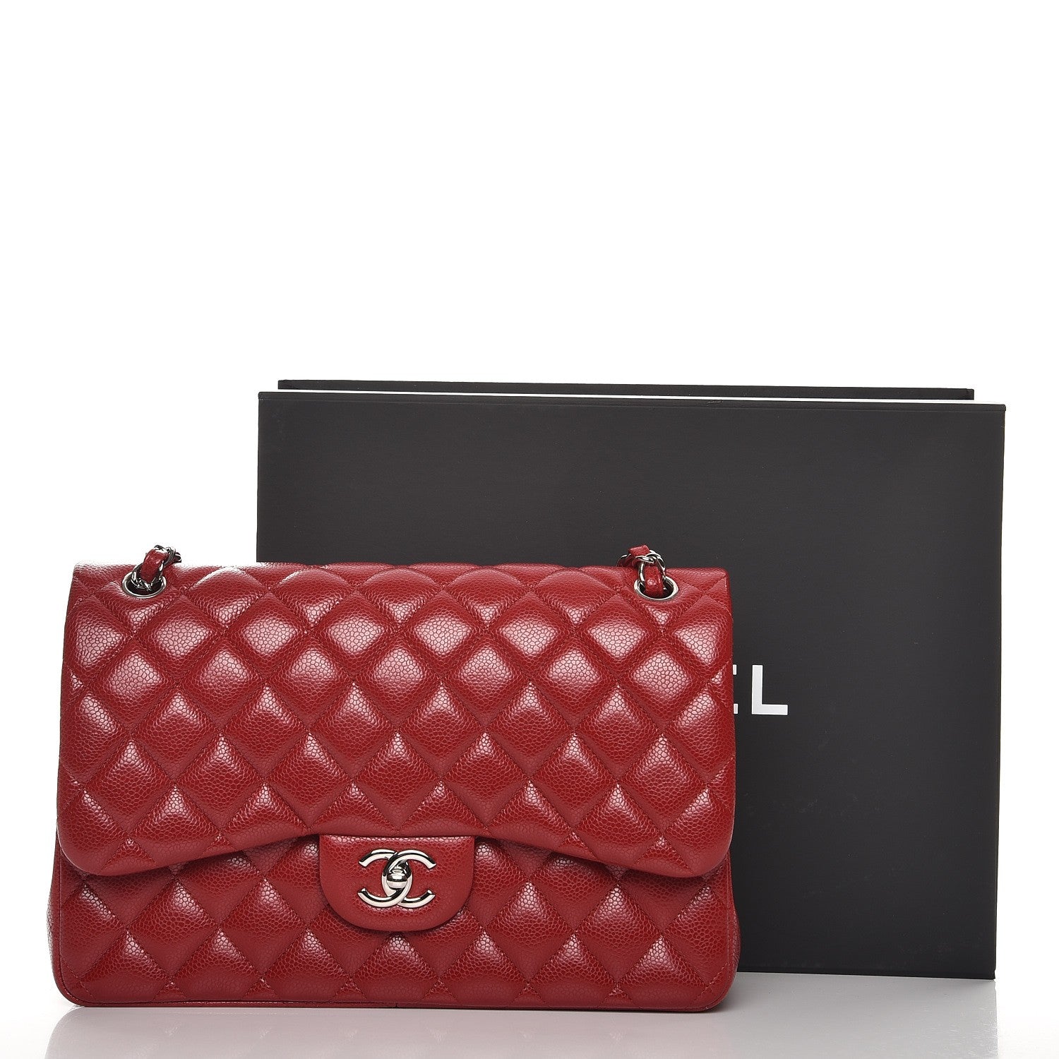 Chanel Caviar Quilted Jumbo Double Flap Red 9 of 9
