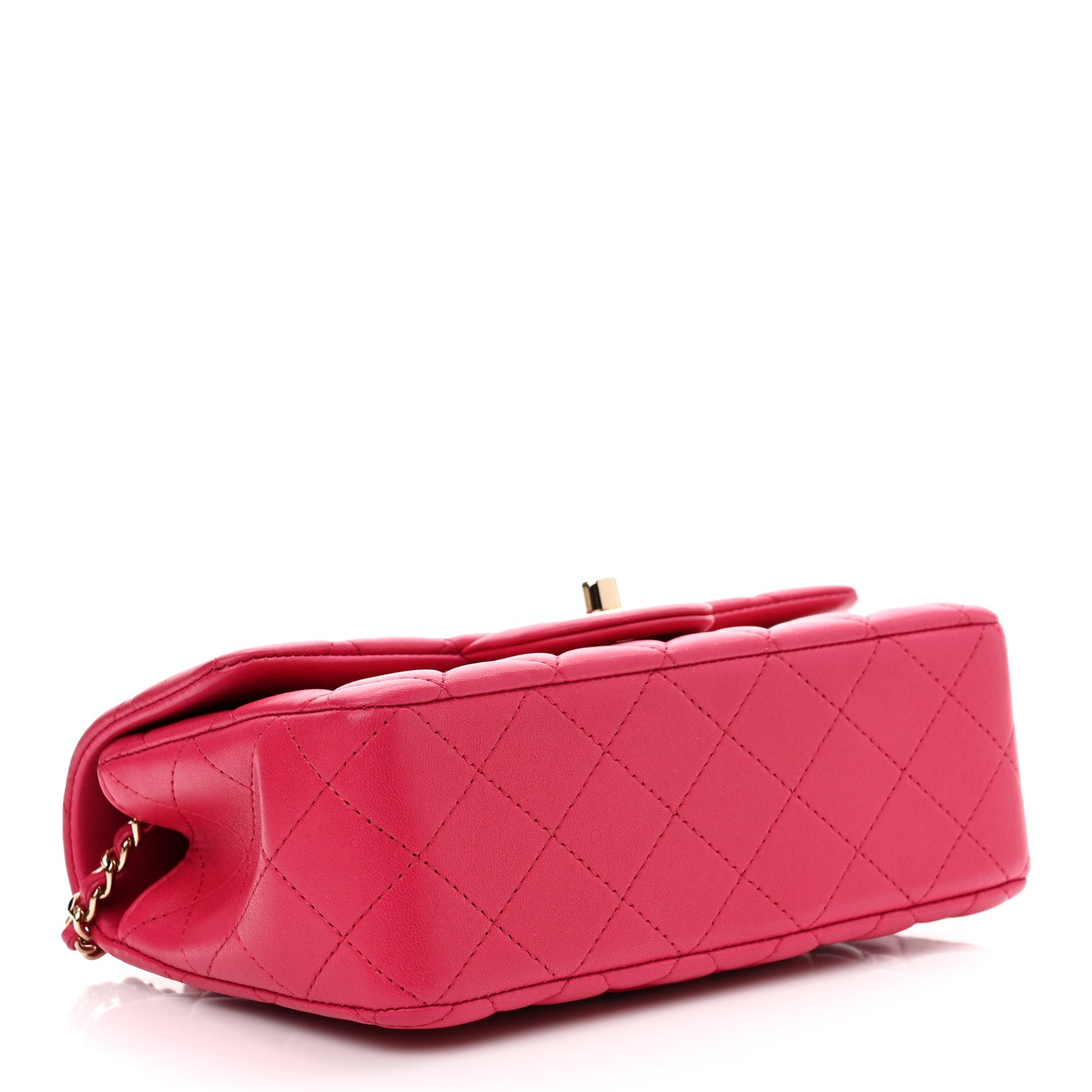 Chanel Lambskin Quilted Mini Top Handle Rectangular Flap Dark Pink 4 of 9
