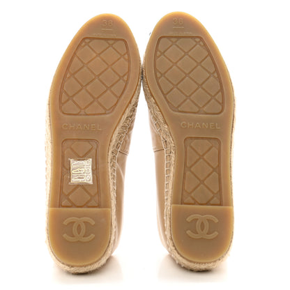 Chanel Lambskin CC Espadrilles 38 Beige Black 5 of 10