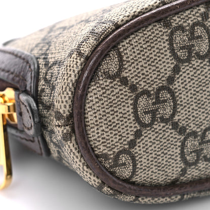 Gucci GG Supreme Monogram Textured Calfskin Web Medium Ophidia Cosmetic Case Beige Ebony New Acero 8 of 9