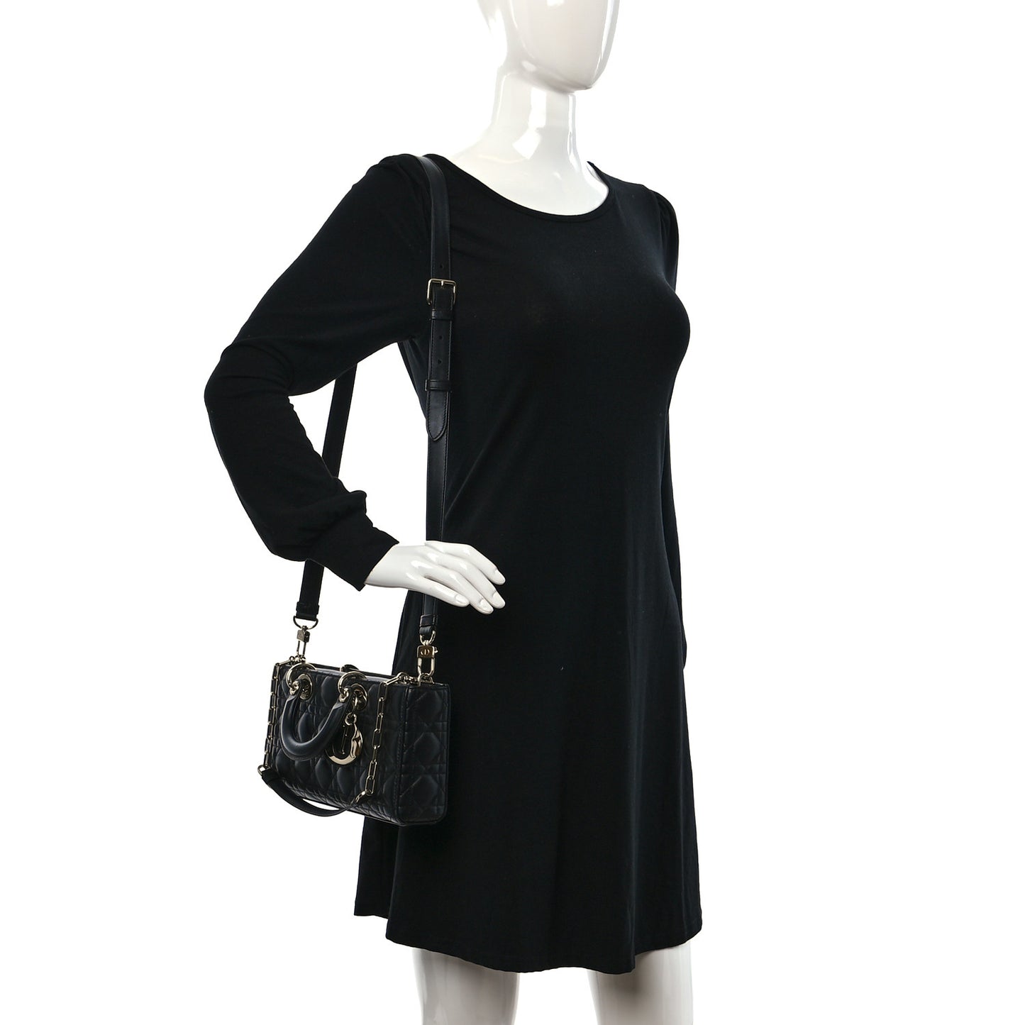 Lambskin Cannage Medium Lady D-Joy Black