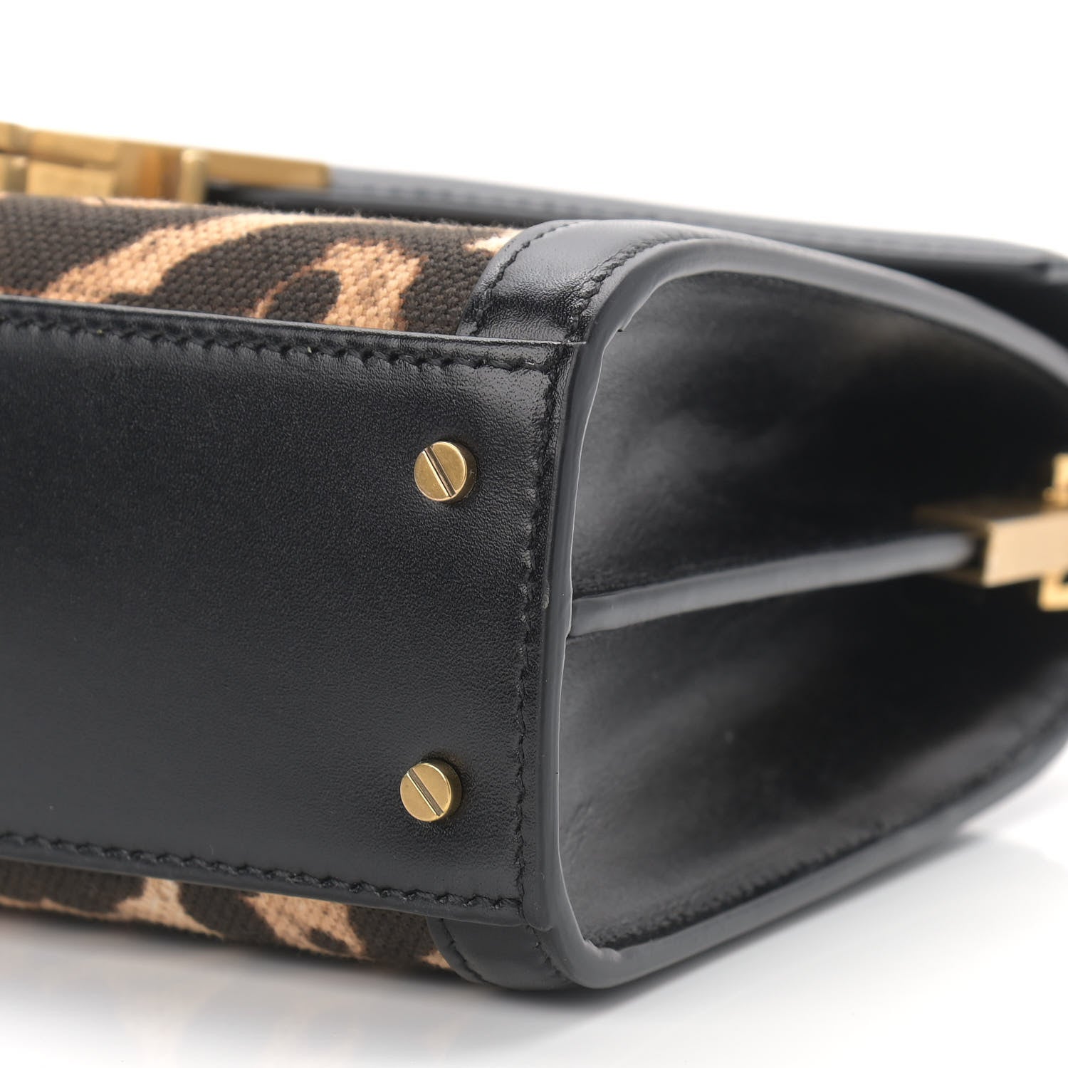 Saint Laurent Canvas Leopard Print Mini Classic Monogram Cassandra Top Handle Black 8 of 8
