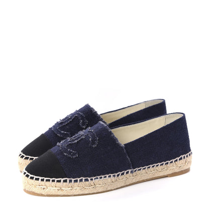 Chanel Linen CC Espadrilles 37 Blue Black 3 of 11