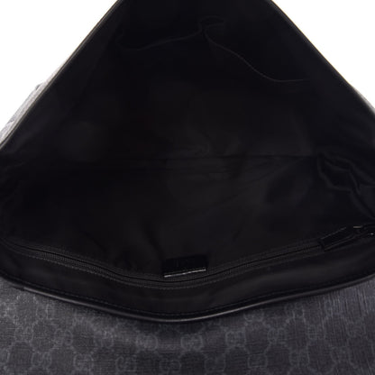 Gucci GG Supreme Monogram Flap Messenger Bag Black Grey 5 of 7