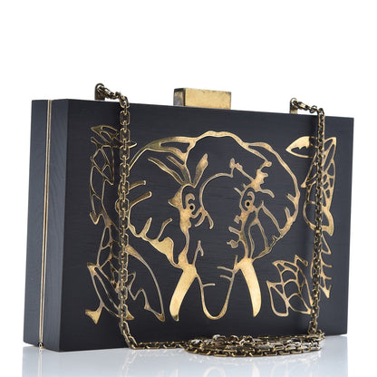 Valentino Garavani Wood Elephant Minaudiere Clutch Black 3 of 12