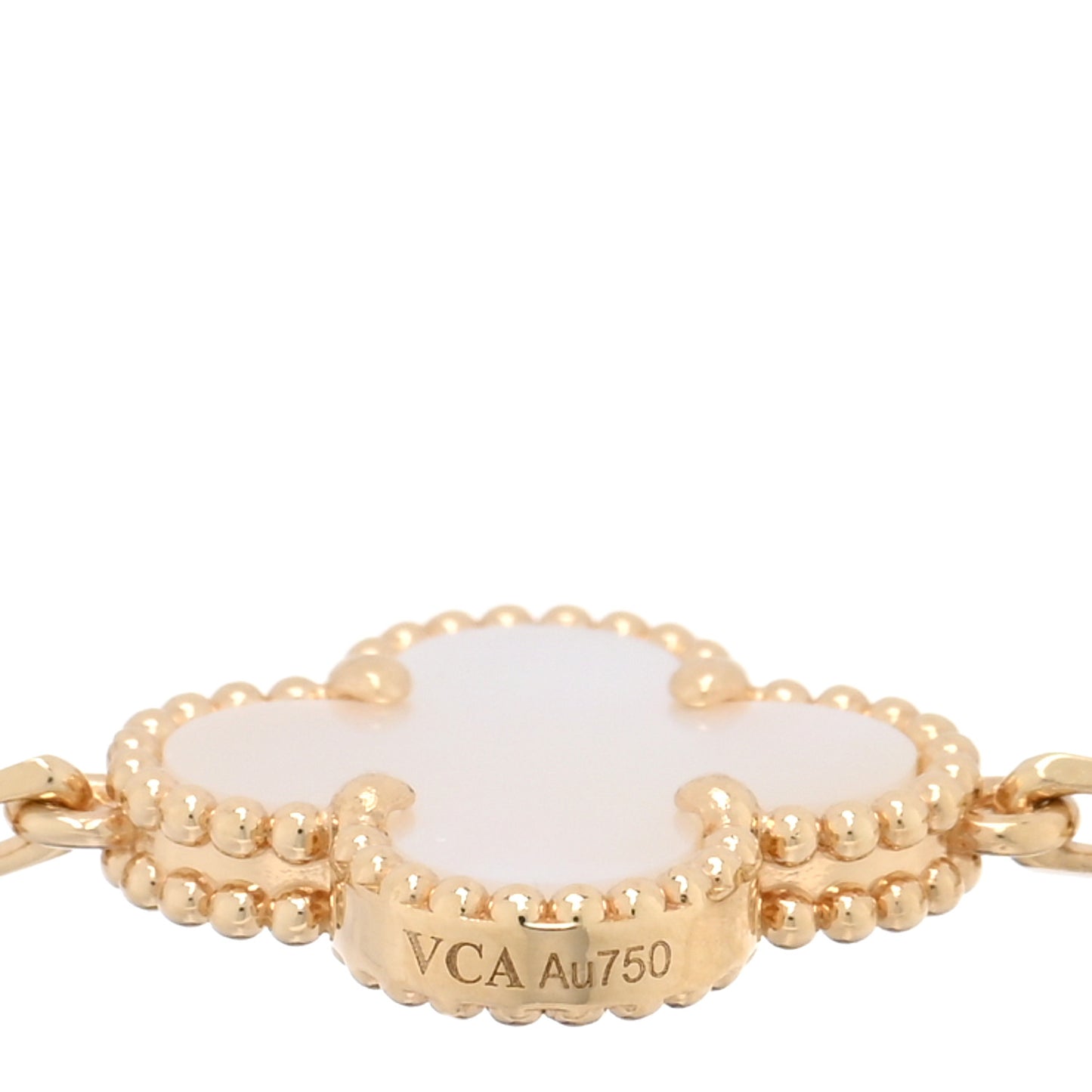 18K Yellow Gold Mother of Pearl 5 Motifs Vintage Alhambra Bracelet