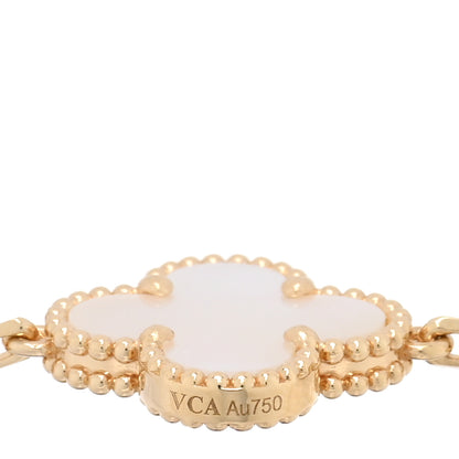 Van Cleef & Arpels 18K Yellow Gold Mother of Pearl 5 Motifs Vintage Alhambra Bracelet 3 of 4
