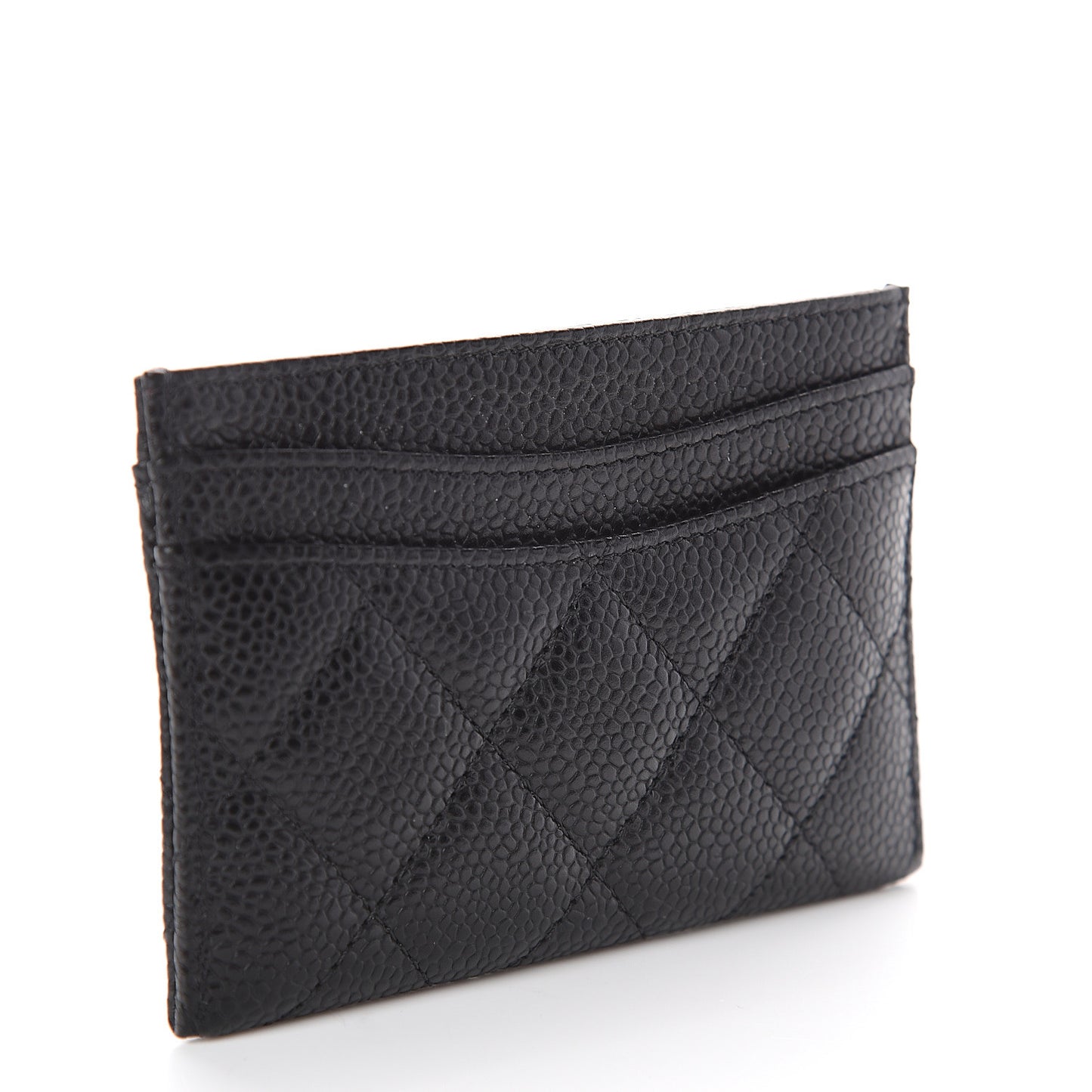 Caviar Quilted Card Holder Black