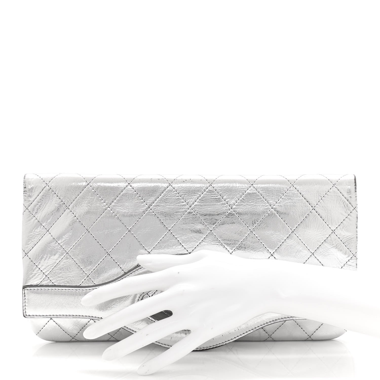 Chanel Metallic Crumpled Calfskin Small 31 Pouch Silver 2 of 11