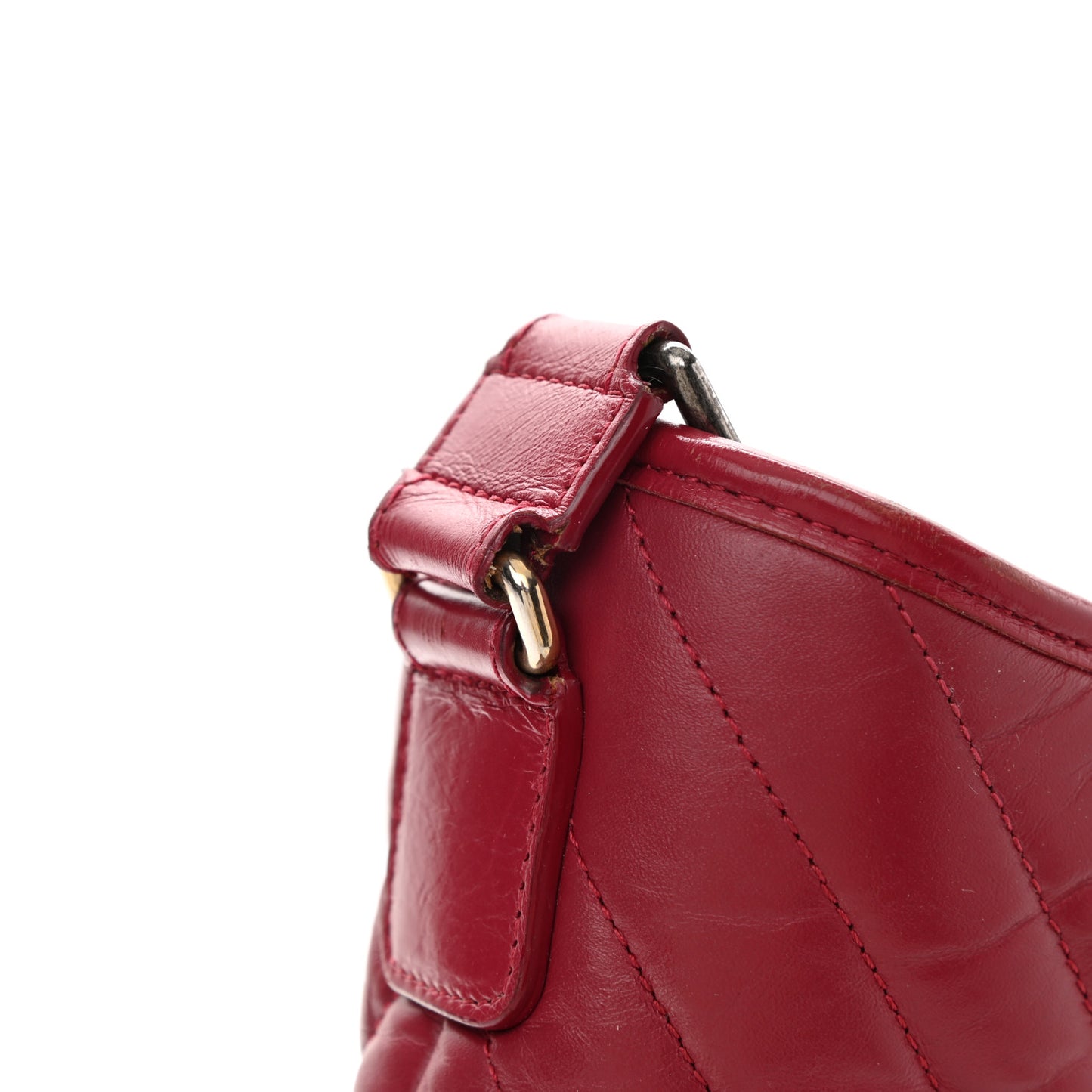 Aged Calfskin Chevron Quilted Medium Gabrielle Hobo Dark Fuchsia