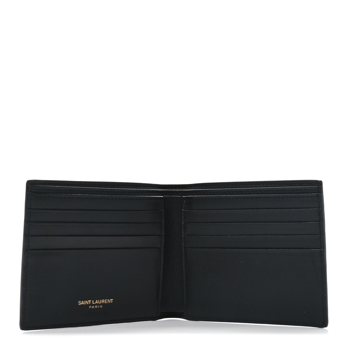 Calfskin Crocodile Embossed Tiny Cassandre East West Wallet Black