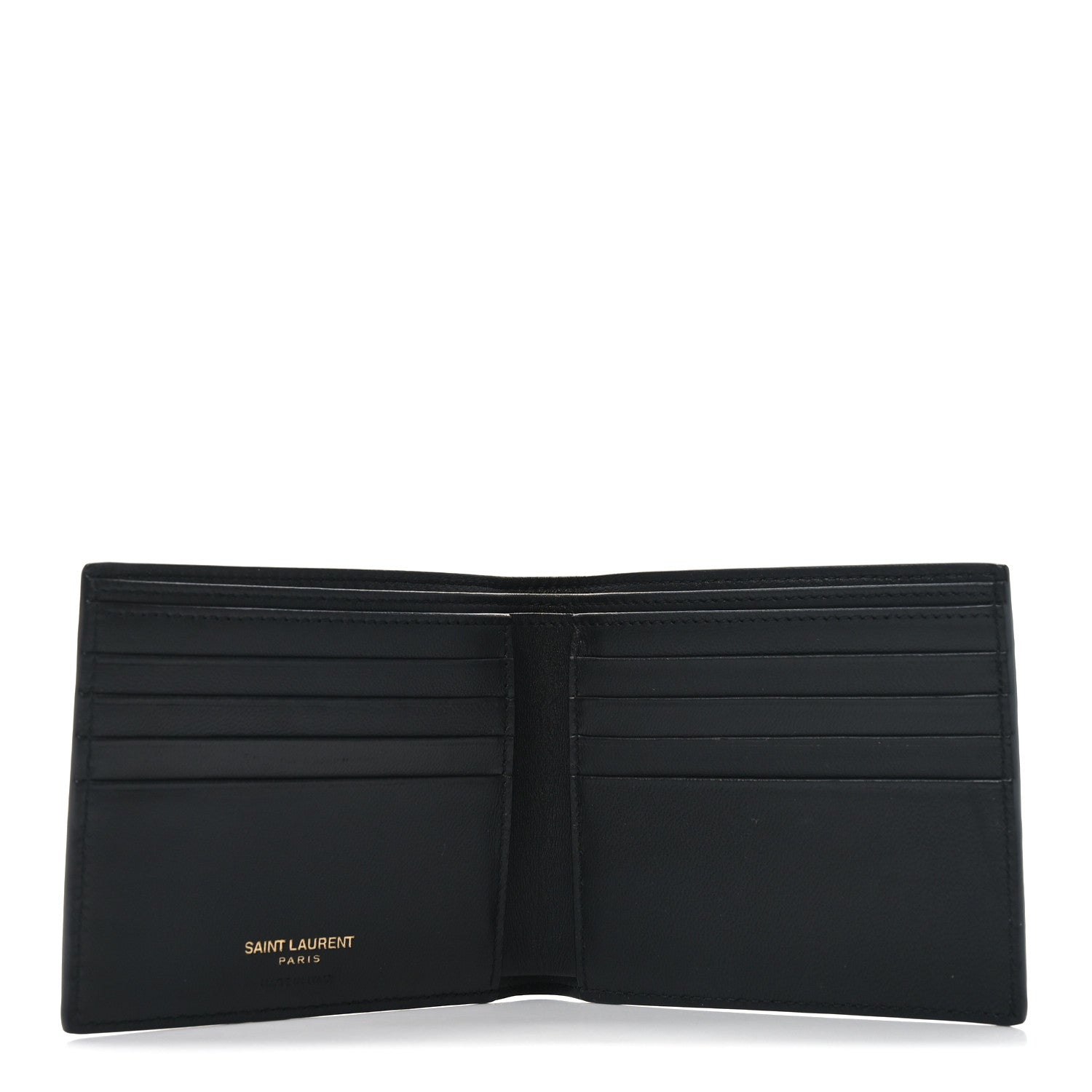 Saint Laurent Calfskin Crocodile Embossed Tiny Cassandre East West Wallet Black 5 of 7