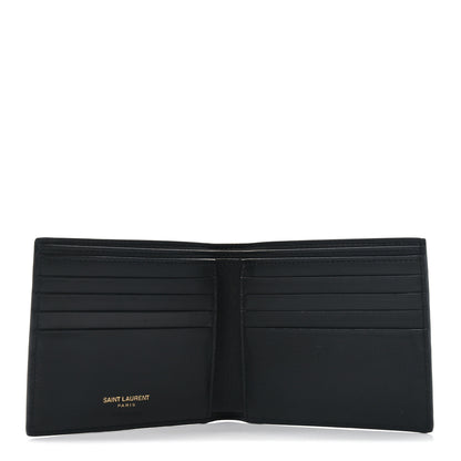 Saint Laurent Calfskin Crocodile Embossed Tiny Cassandre East West Wallet Black 5 of 7