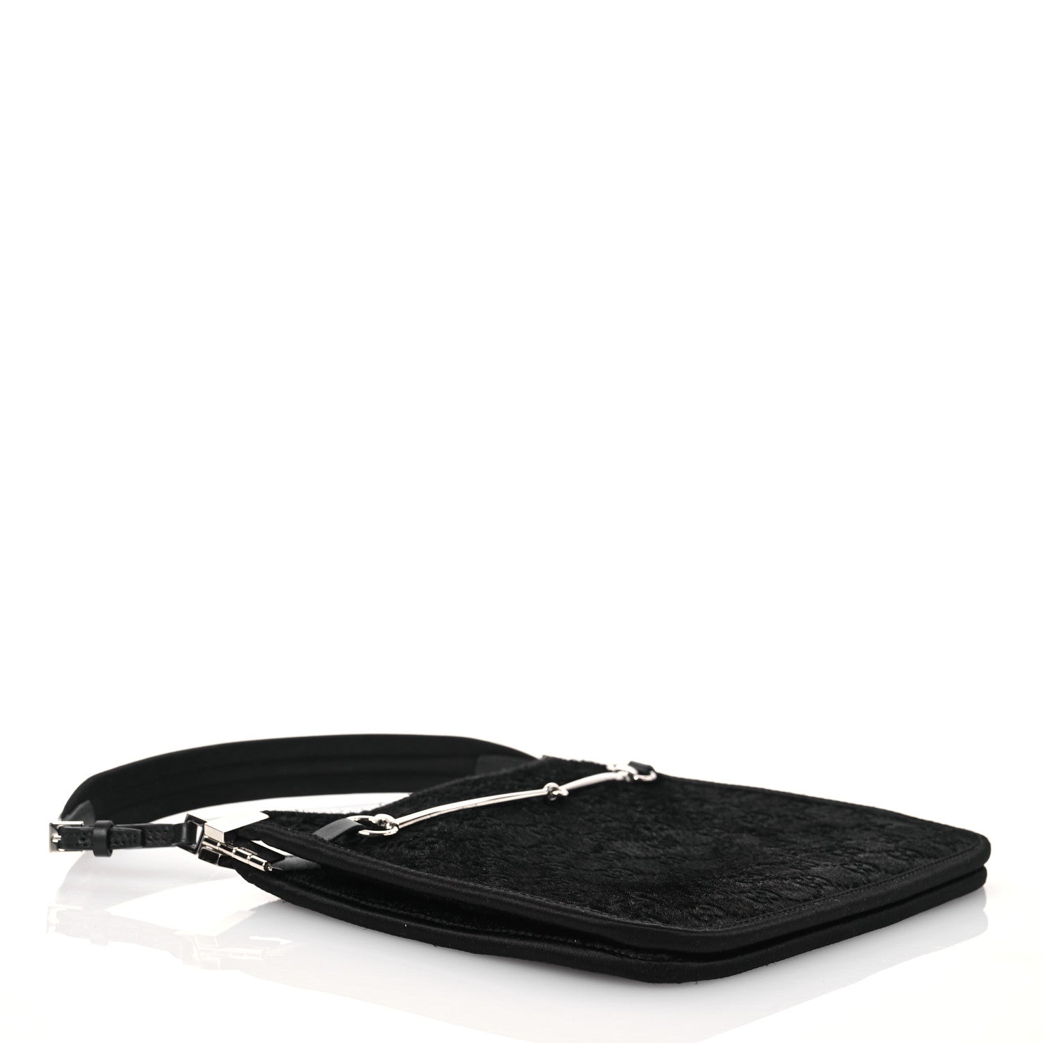 Gucci Calf Hair Horsebit Slim Shoulder Bag Black 4 of 12