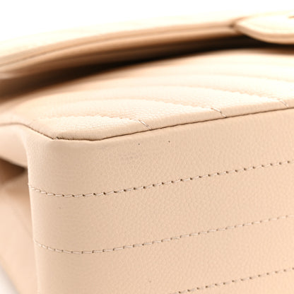Chanel Caviar Chevron Quilted Small Double Flap Beige 11 of 12