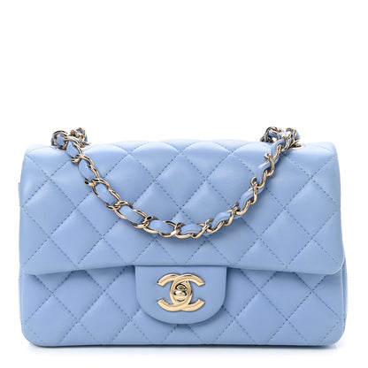 Chanel Lambskin Quilted Mini Rectangular Flap Light Blue 1 of 10