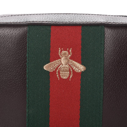 Gucci Textured Calfskin Web Small Webby Bee Shoulder Bag Brown Coffee 8 of 9