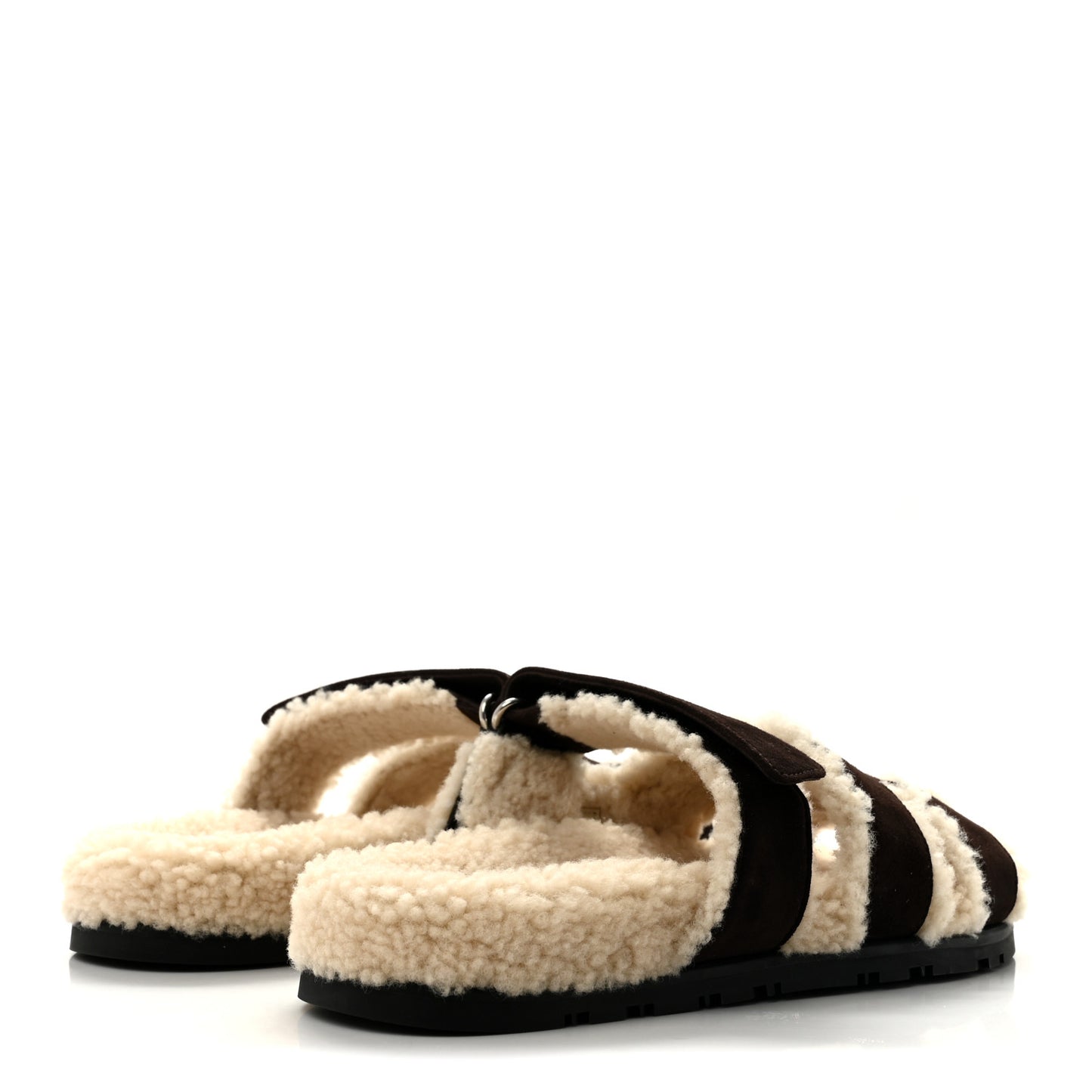 Suede Goatskin Woolskin Womens Chypre Sandals 37.5 Marron Ebene