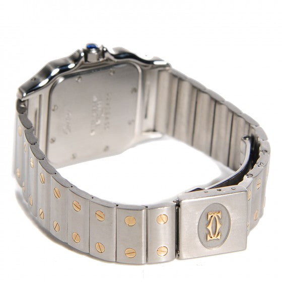 Stainless Steel 18K Yellow Gold 29mm Santos De Galbee Quartz Watch