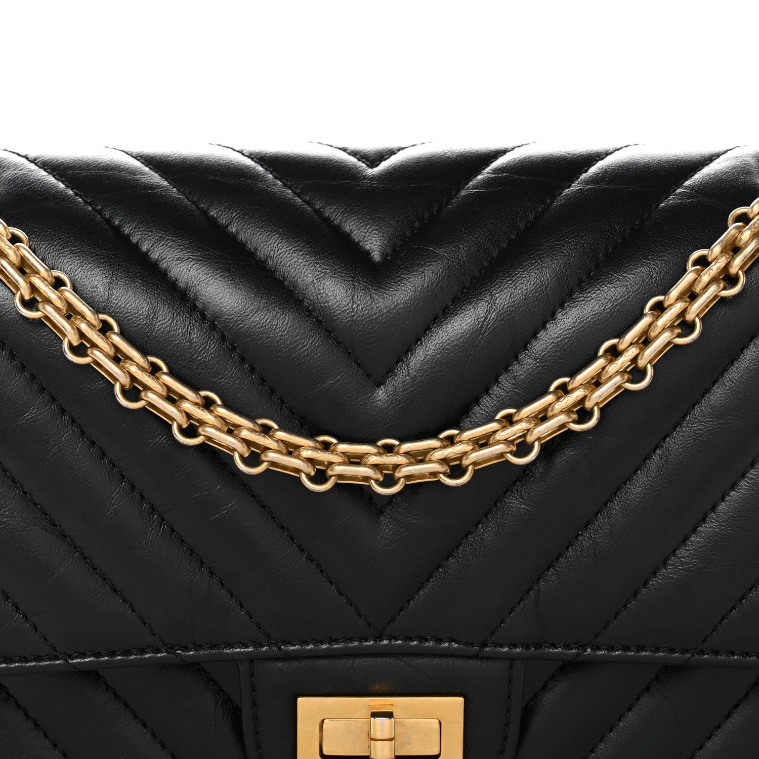 Chanel Aged Calfskin Chevron Quilted 2.55 Reissue 225 Flap Black 7 of 9