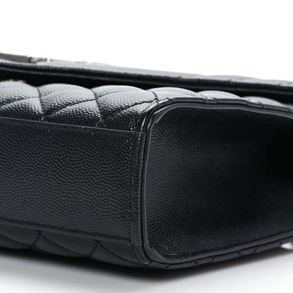 Saint Laurent Grain De Poudre Textured Mixed Matelasse Triquilt Medium Monogram Satchel Black 9 of 9