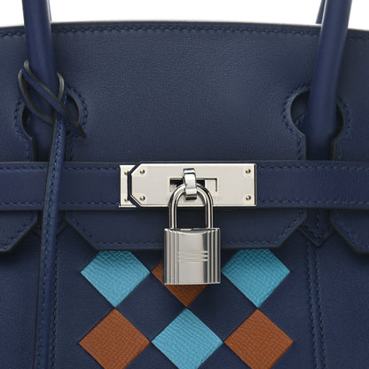 Hermes Swift Epsom Tressage Birkin 30 Bleu Encre Bleu Du Nord Gold 8 of 10