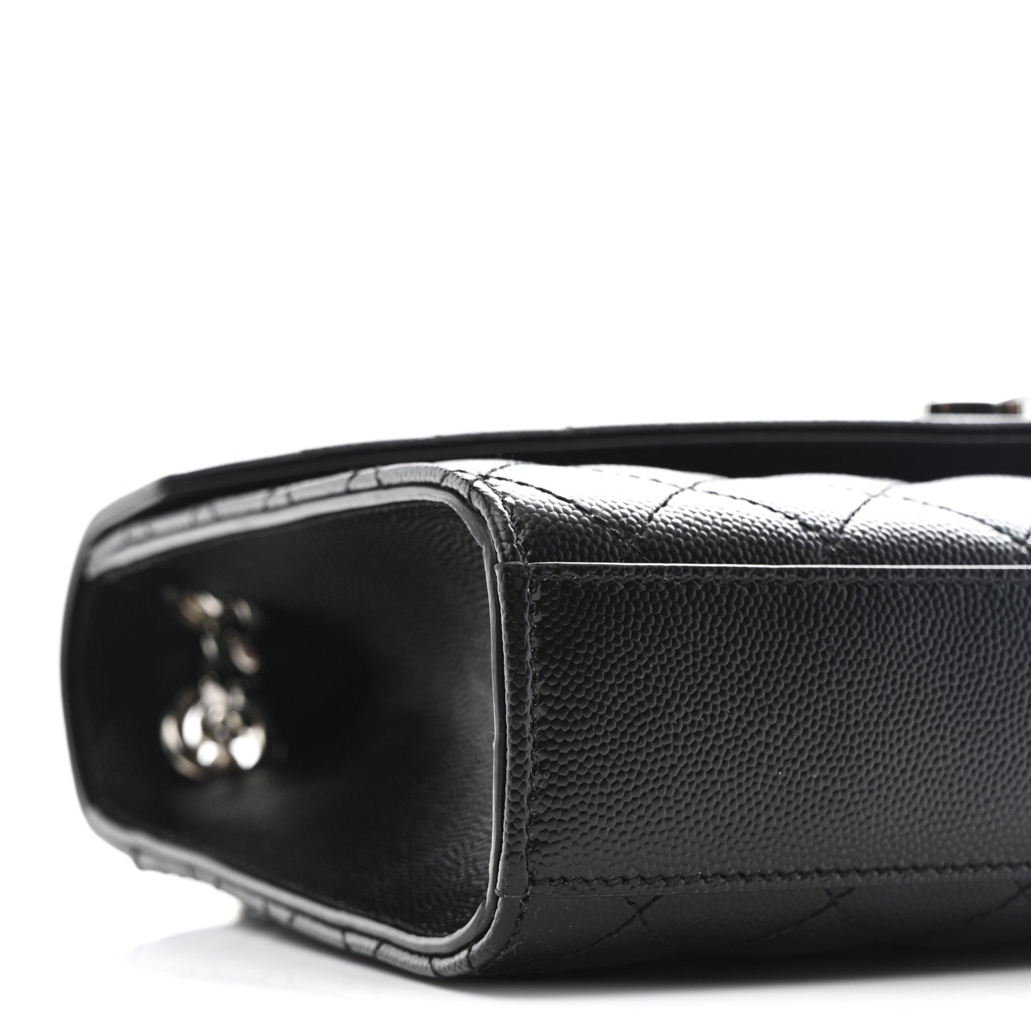 Saint Laurent Grain De Poudre Textured Mixed Matelasse Triquilt Medium Monogram Satchel Black 9 of 10