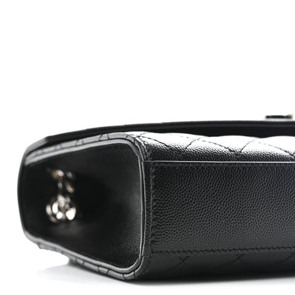 Saint Laurent Grain De Poudre Textured Mixed Matelasse Triquilt Medium Monogram Satchel Black 9 of 10