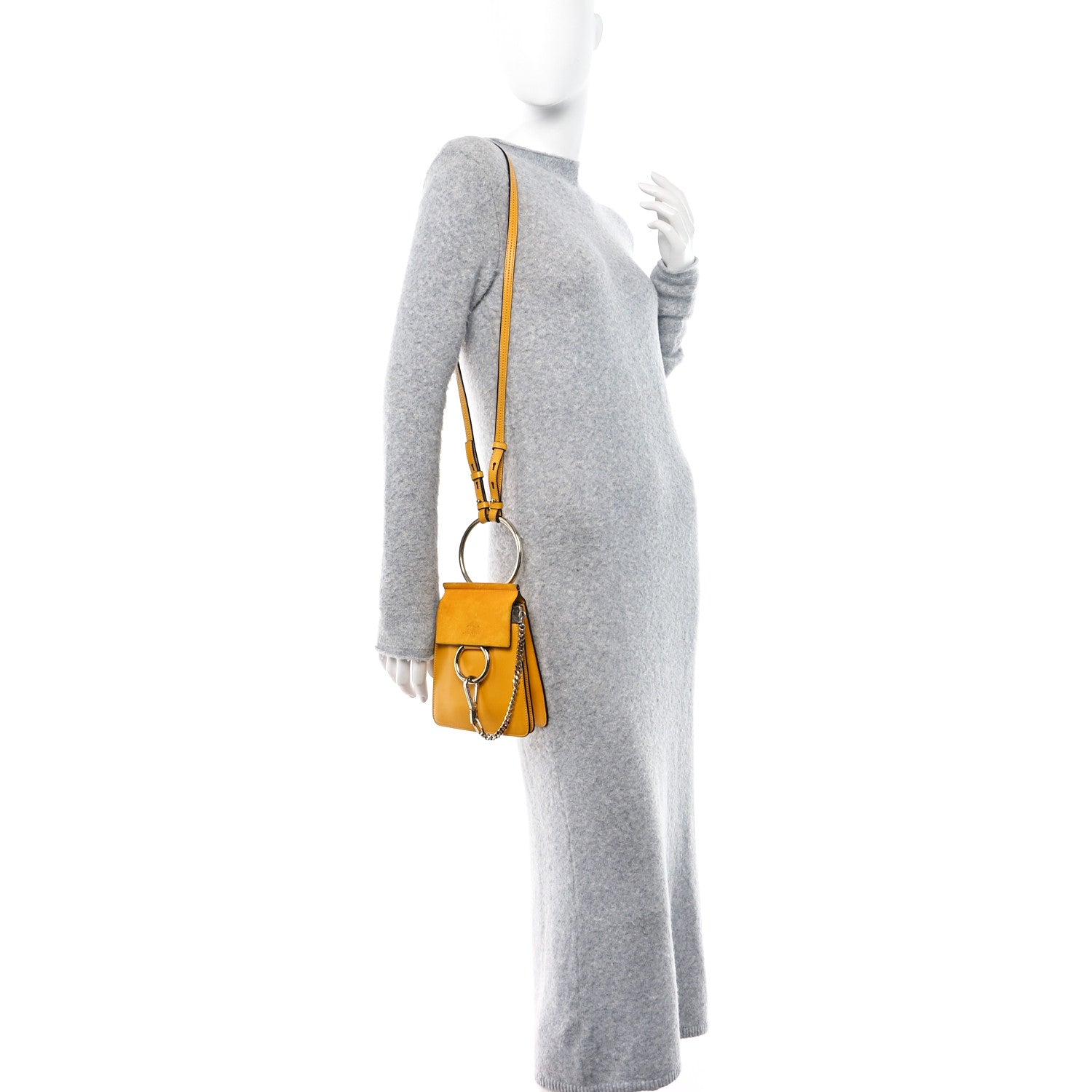 Chloe Suede Calfskin Mini Faye Bracelet Bag Sunflower 3 of 14