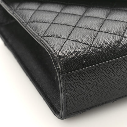 Saint Laurent Grain De Poudre Textured Mixed Matelasse Triquilt Medium Monogram Monochrome Satchel Black 7 of 8
