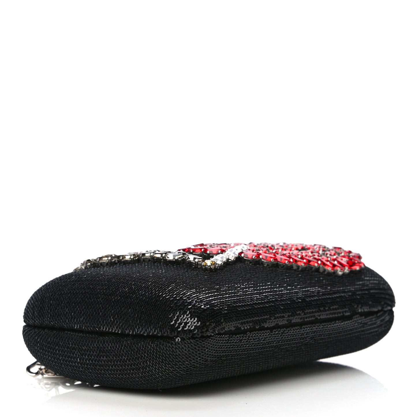 Sequin Crystal Cocktail Chain Clutch Black