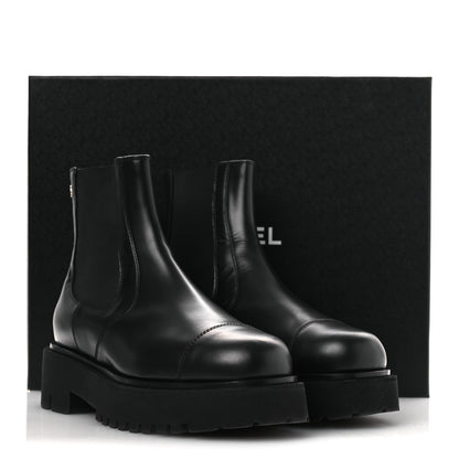 Chanel Calfskin Cap Toe CC Short Boots 41 Black 11 of 11