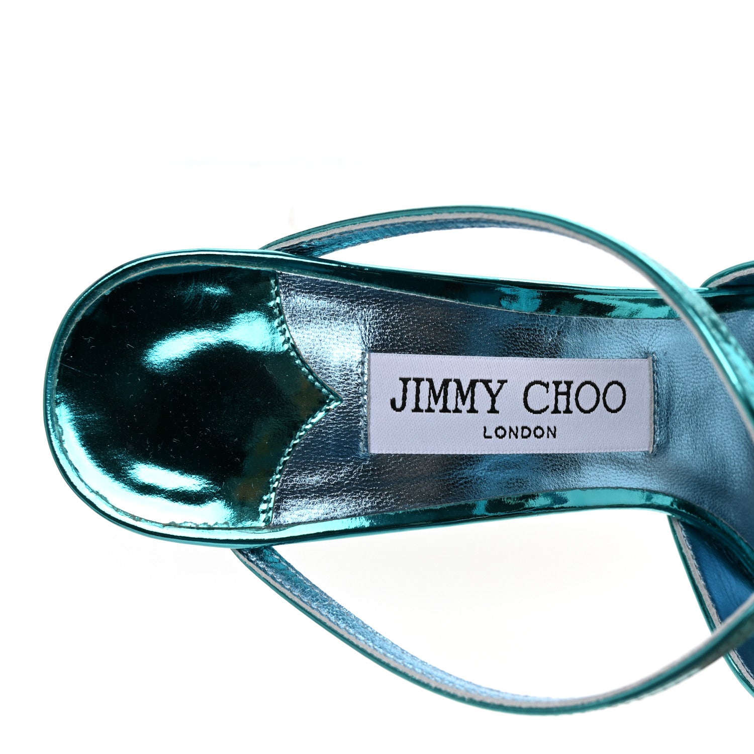 Jimmy Choo Metallic Calfskin Anise 95 Sandals 38.5 Malibu 1740830