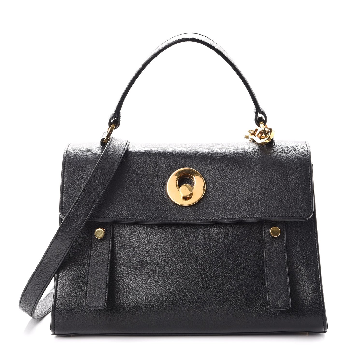 Calfskin Canvas Small Muse Two Black